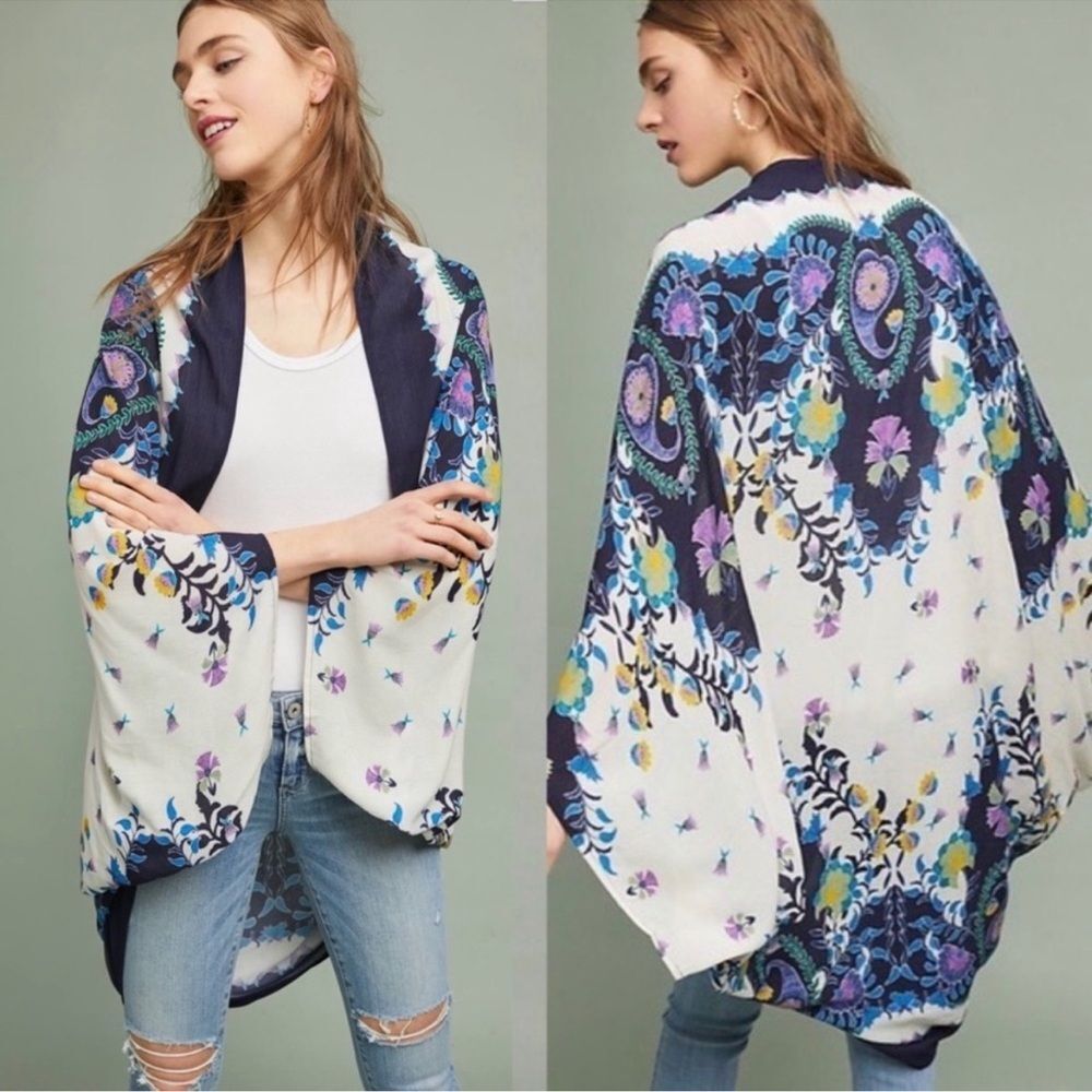 By Anthropologie Metamorphosis Floral Kimono Cocoon Cover-up